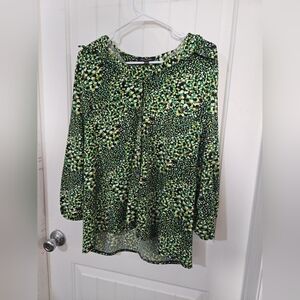 🌿 Notations Green Abstract Print Button Front Blouse XL